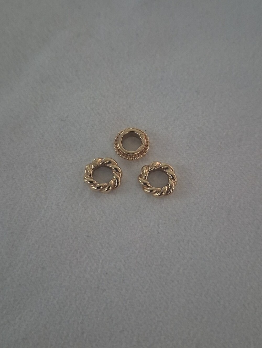 14K solid gold Pandora spacers. Three. 585 ALE